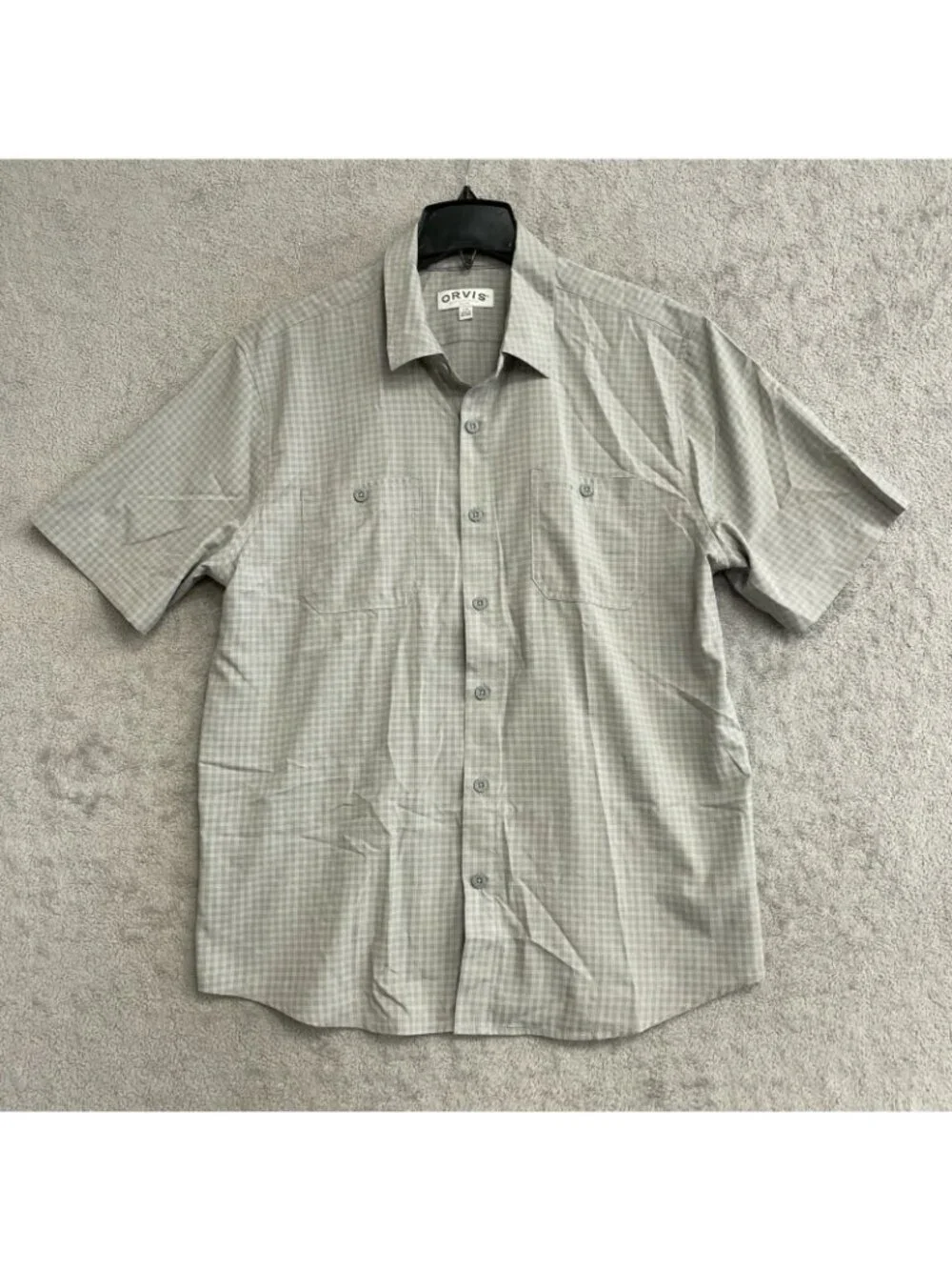 NWOT Orvis Men's L Gray  Short-Sleeve Button-Down Shirt Outdoor J2035